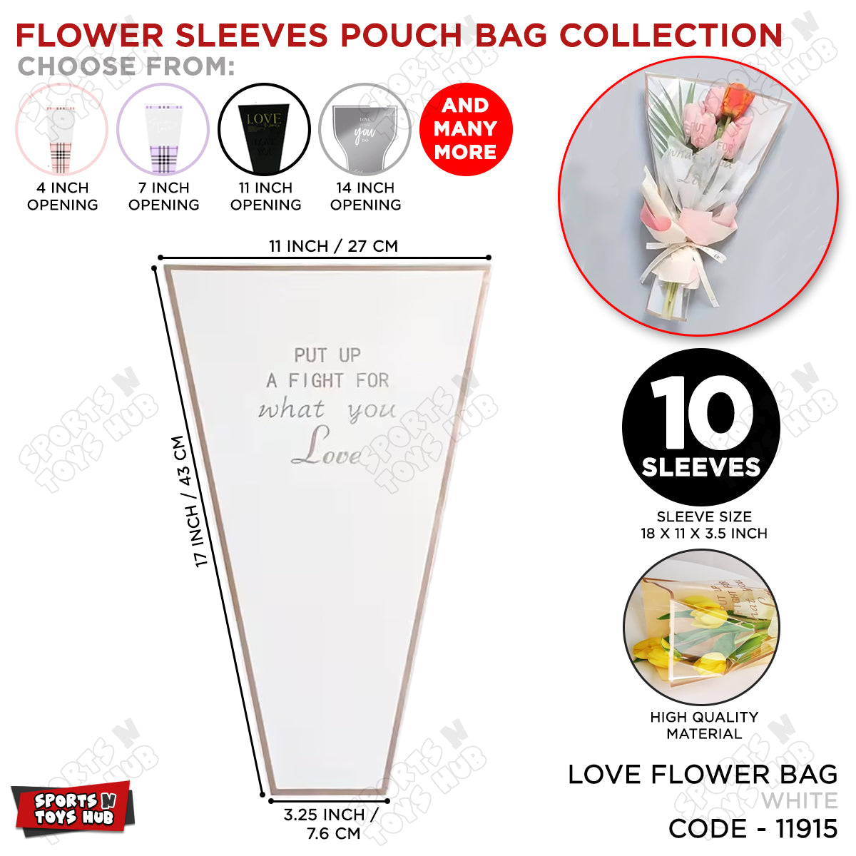 ”Put Up a Fight for What You Love” Printed Flower Sleeves & Pouch Bags Collection – Inspirational Floral Bouquet Wrapping Bags for Flower Packaging