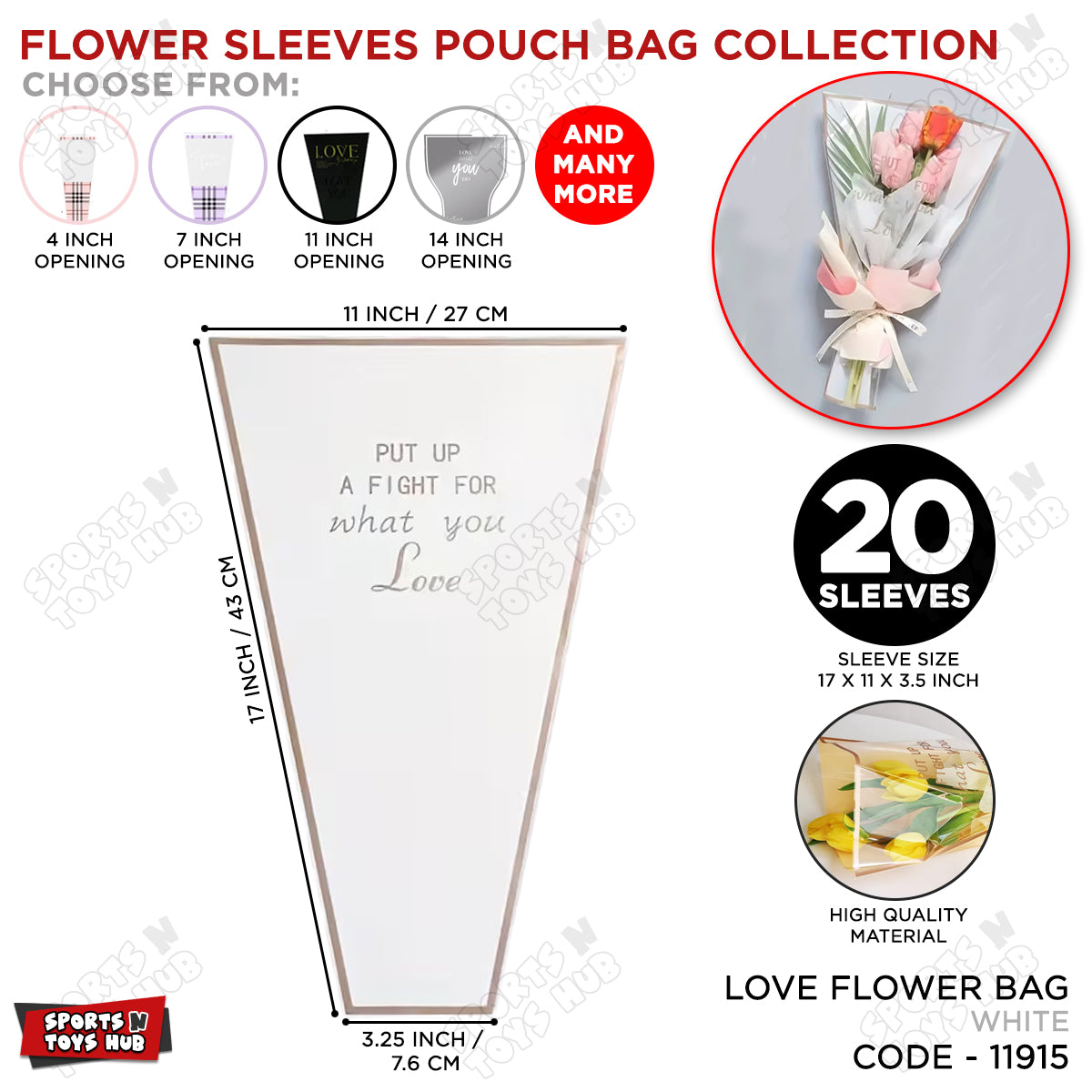 ”Put Up a Fight for What You Love” Printed Flower Sleeves & Pouch Bags Collection – Inspirational Floral Bouquet Wrapping Bags for Flower Packaging