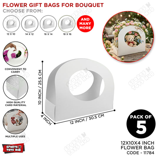 Floral Flower Cardboard Gift Bag - Pack Of 5