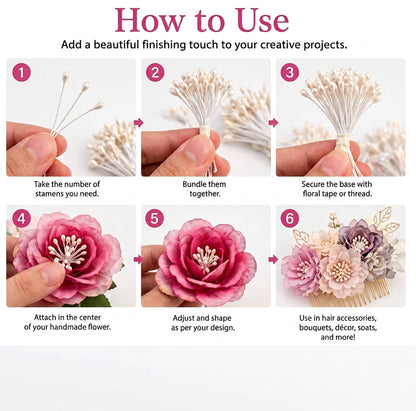 2mm x 6cm Matte Double Head Flower Stamens (Approx. 400 PCS) – Artificial Flower Pistils, Floral Pollen Stamens for Handmade Flowers, Paper Flower Making, Foam Flowers, Scrapbooking, DIY Crafts & Wedding Decorations