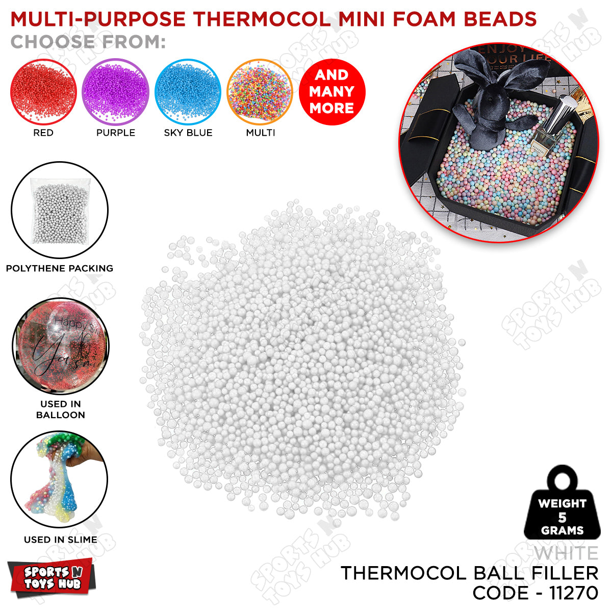 Multi-Purpose Thermocol Mini Foam Beads Collection