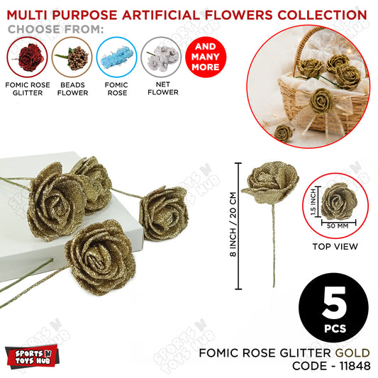 Multi Purpose Artificial 50MM Fomic Rose Flower Glitter