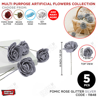 Multi Purpose Artificial 50MM Fomic Rose Flower Glitter