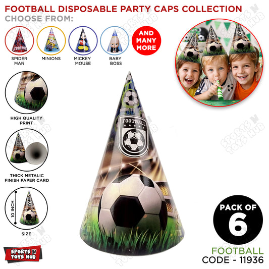 6 Pcs Happy Birthday Football Printed Caps