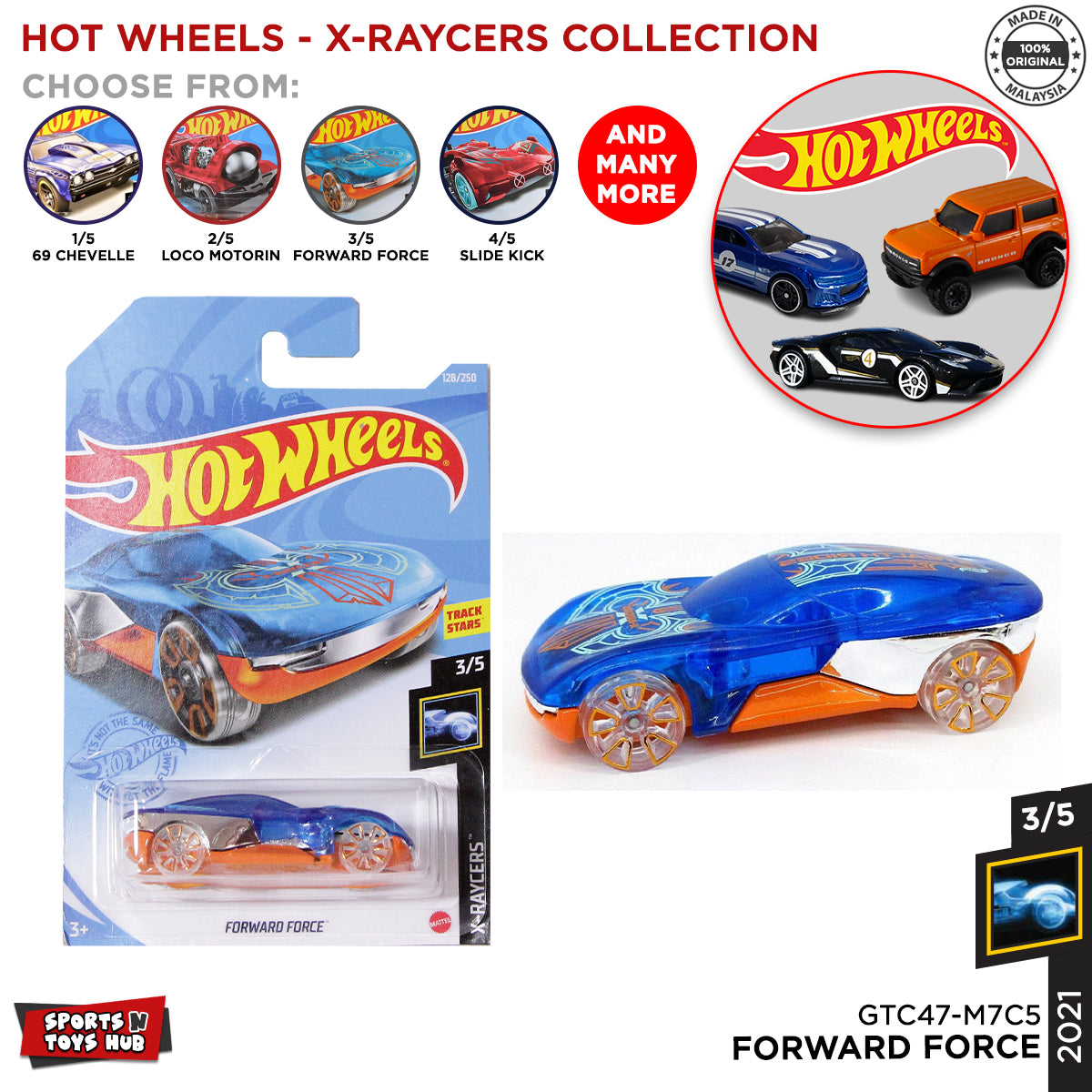 Hot Wheels Diecast Forward Force, X- Raycers (2021) Series Model Toy Cars