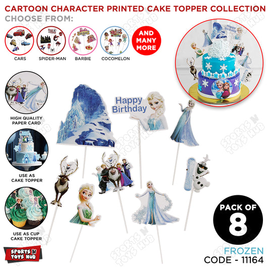 Cartoon Characters HBD Frozen Princess Cake Topper - 8 Pcs