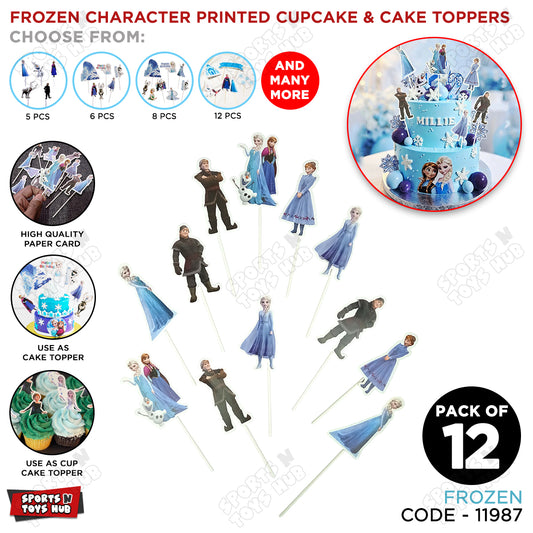 Cartoon Characters HBD Frozen Princess Cup Cake Topper - 12 Pcs
