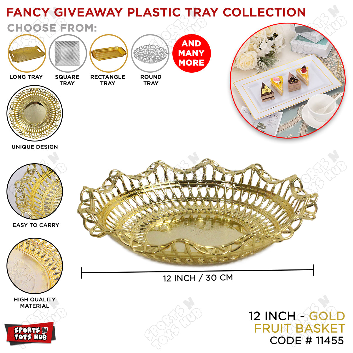 Golden Decorative Basket Tray