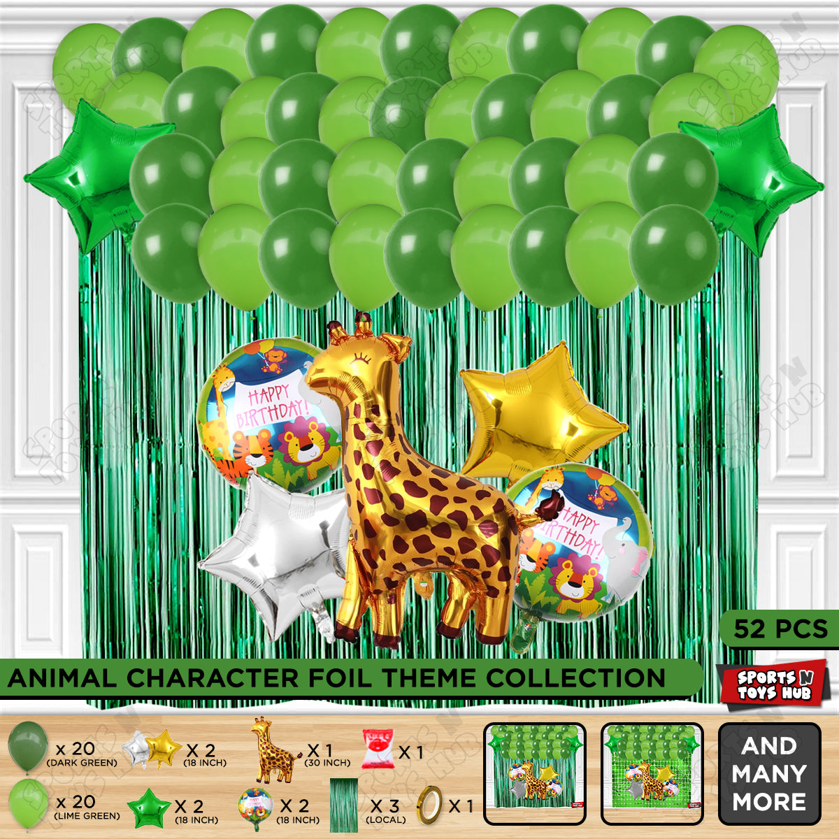 Giraffe Jungle Safari Foil Balloon Set Theme