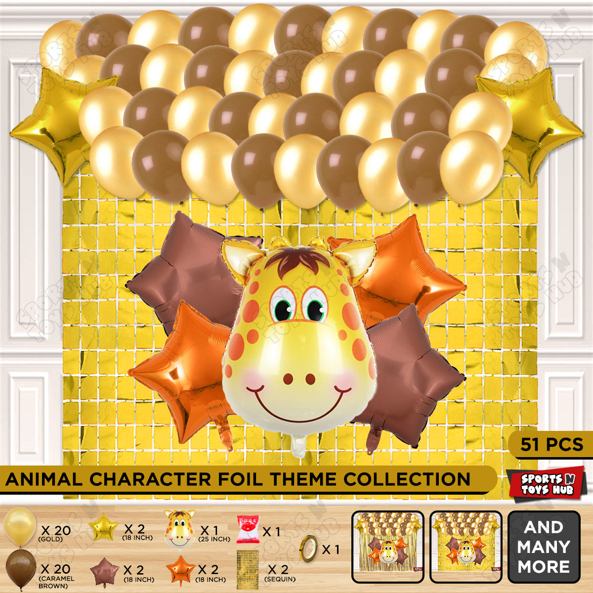 Giraffe Face Animal Jungle Safari Foil Balloon Theme