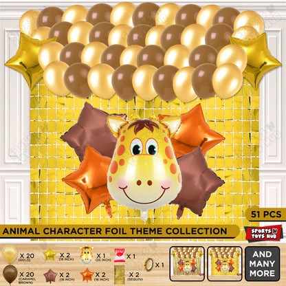 Giraffe Face Animal Jungle Safari Foil Balloon Theme