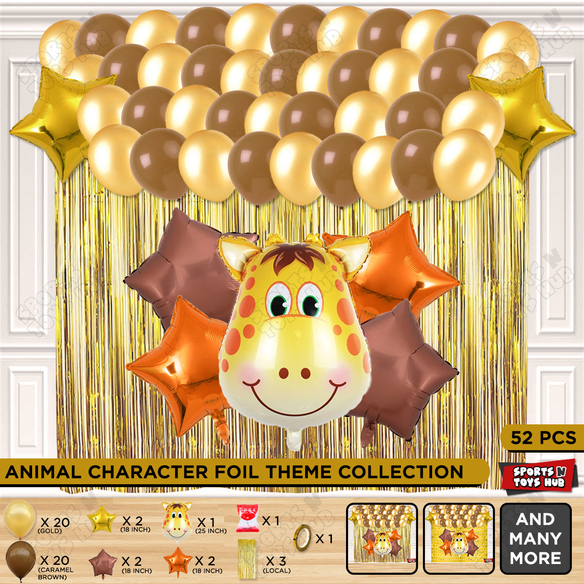 Giraffe Face Animal Jungle Safari Foil Balloon Theme