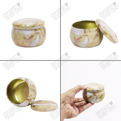 Tin Gold Marble Pattern Multipurpose Box