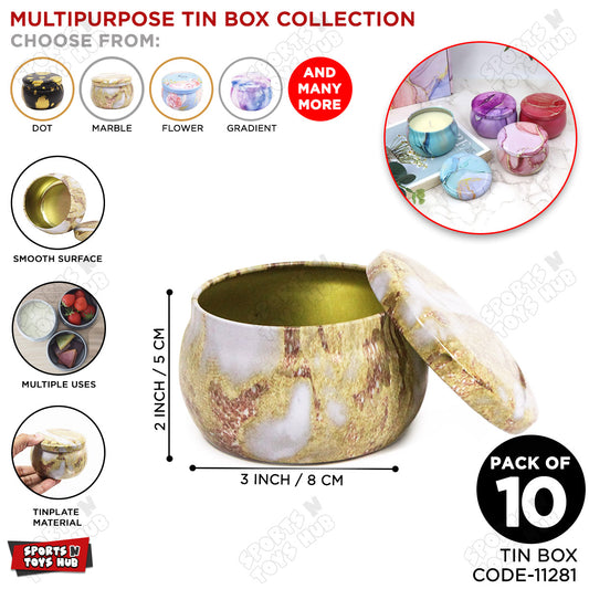 Tin Gold Marble Pattern Multipurpose Box