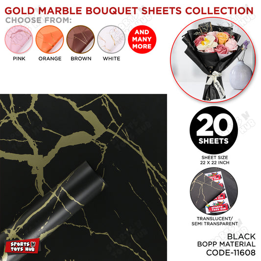 New Gold Marble Veins Frosted Translucent Floral or Money Bouquet Wrapping Sheets