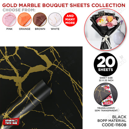 New Gold Marble Veins Frosted Translucent Floral or Money Bouquet Wrapping Sheets