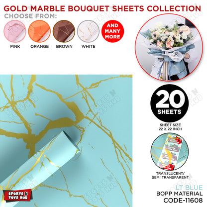 New Gold Marble Veins Frosted Translucent Floral or Money Bouquet Wrapping Sheets