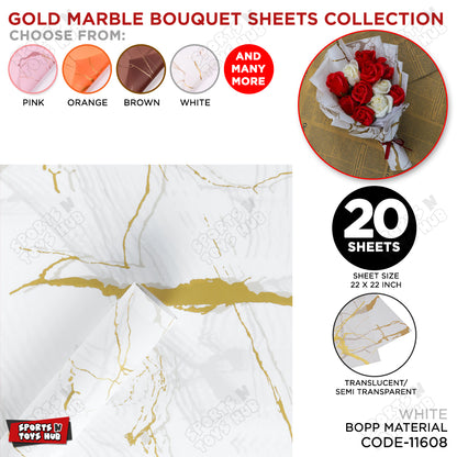 New Gold Marble Veins Frosted Translucent Floral or Money Bouquet Wrapping Sheets