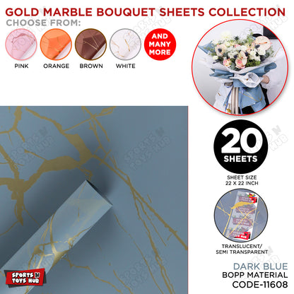 New Gold Marble Veins Frosted Translucent Floral or Money Bouquet Wrapping Sheets