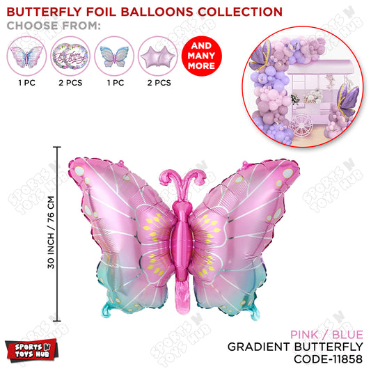 Gradient Color Butterfly Foil Balloon - 30 Inch