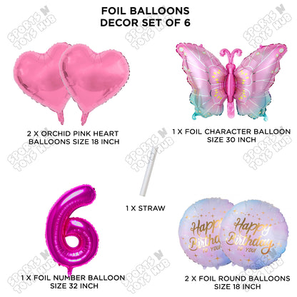 Gradient Pink & Blue Butterfly Pack Of 6 Foil Balloon Set