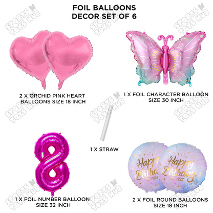 Gradient Pink & Blue Butterfly Pack Of 6 Foil Balloon Set