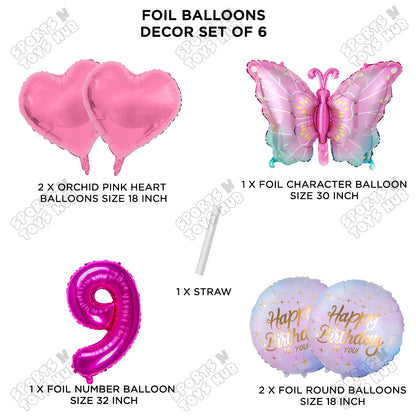 Gradient Pink & Blue Butterfly Pack Of 6 Foil Balloon Set