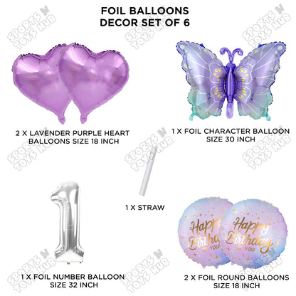 Gradient Blue & Purple Butterfly Pack Of 6 Foil Balloon Set
