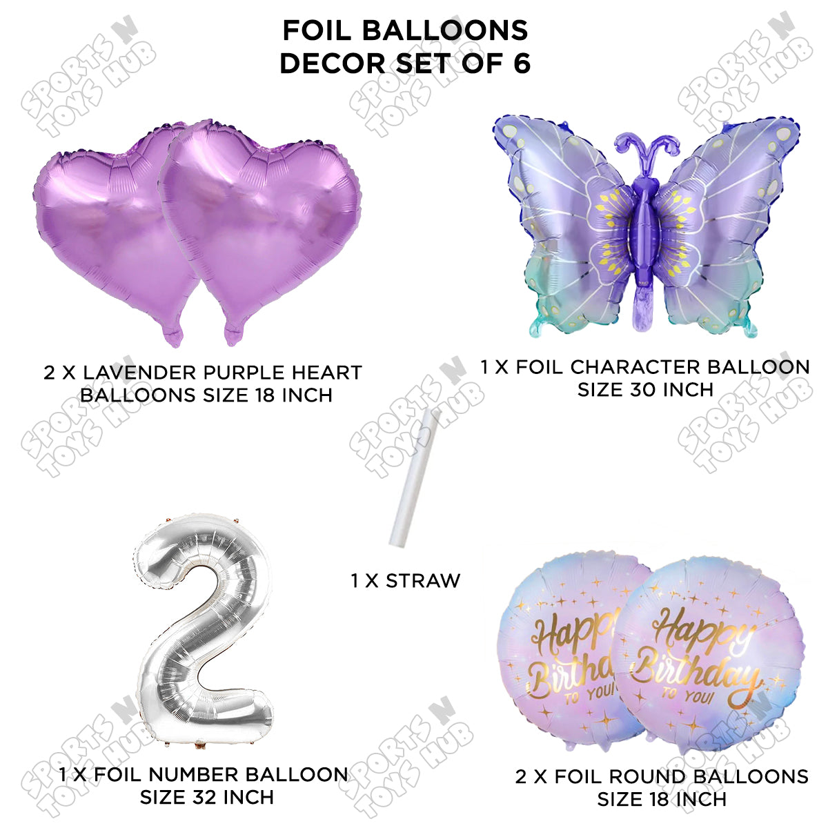 Gradient Blue & Purple Butterfly Pack Of 6 Foil Balloon Set
