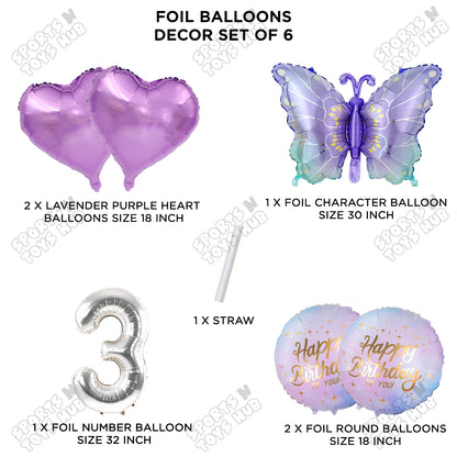 Gradient Blue & Purple Butterfly Pack Of 6 Foil Balloon Set