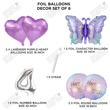 Gradient Blue & Purple Butterfly Pack Of 6 Foil Balloon Set