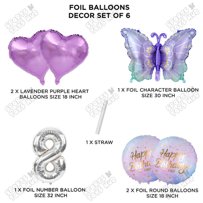 Gradient Blue & Purple Butterfly Pack Of 6 Foil Balloon Set