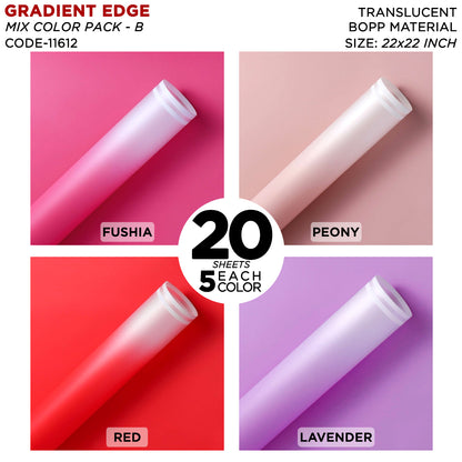 New Gradient Edge Solid to Clear with Dual Pin Lines Translucent Bouquet Wrapping Sheets