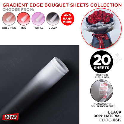 New Gradient Edge Solid to Clear with Dual Pin Lines Translucent Bouquet Wrapping Sheets