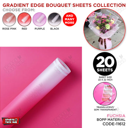 New Gradient Edge Solid to Clear with Dual Pin Lines Translucent Bouquet Wrapping Sheets