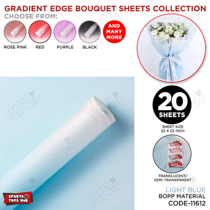 New Gradient Edge Solid to Clear with Dual Pin Lines Translucent Bouquet Wrapping Sheets
