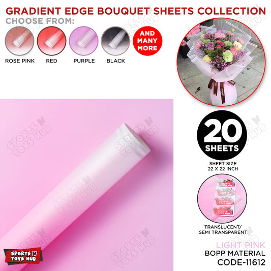 New Gradient Edge Solid to Clear with Dual Pin Lines Translucent Bouquet Wrapping Sheets