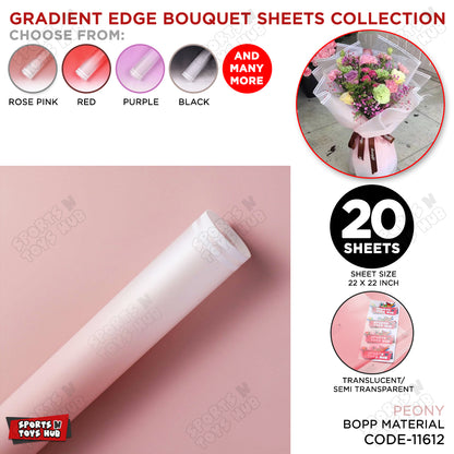 New Gradient Edge Solid to Clear with Dual Pin Lines Translucent Bouquet Wrapping Sheets