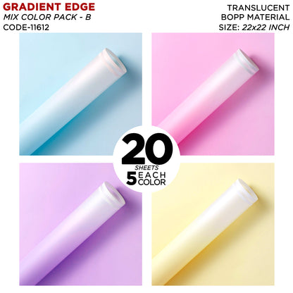 New Gradient Edge Solid to Clear with Dual Pin Lines Translucent Bouquet Wrapping Sheets