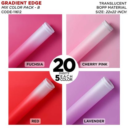 New Gradient Edge Solid to Clear with Dual Pin Lines Translucent Bouquet Wrapping Sheets