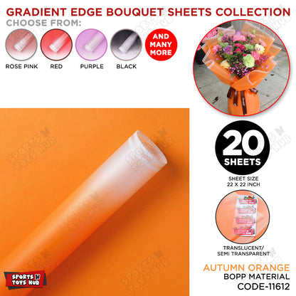 New Gradient Edge Solid to Clear with Dual Pin Lines Translucent Bouquet Wrapping Sheets