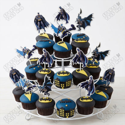 Cartoon Character Bat-M@n HBD Cake Topper - 12 Pcs