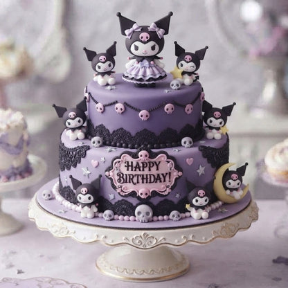 HBD Cartoon Character Sanrio Kuromi Cup Cake Topper - 12 Pcs