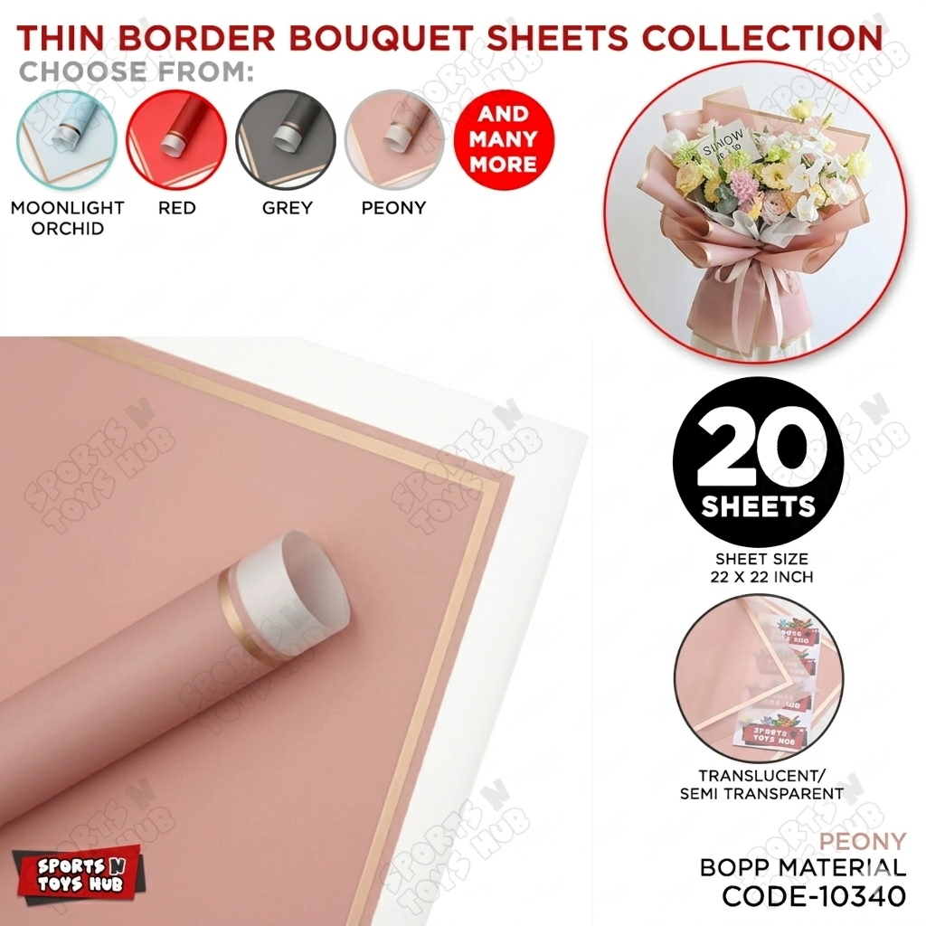 Triple Edge Thin Clear Border Translucent Flower Wrapping Bouquet Sheets