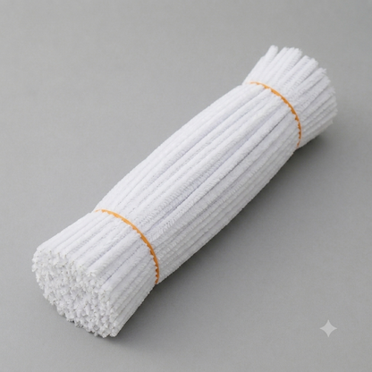 Fuzzy Pipe Cleaners Craft Stems 100 Pcs – 7-8mm Thick x 30cm Chenille Sticks for DIY Crafts, Kids Art Projects, School Activities, Handmade Flowers, Decorations & Creative Craft Supplies