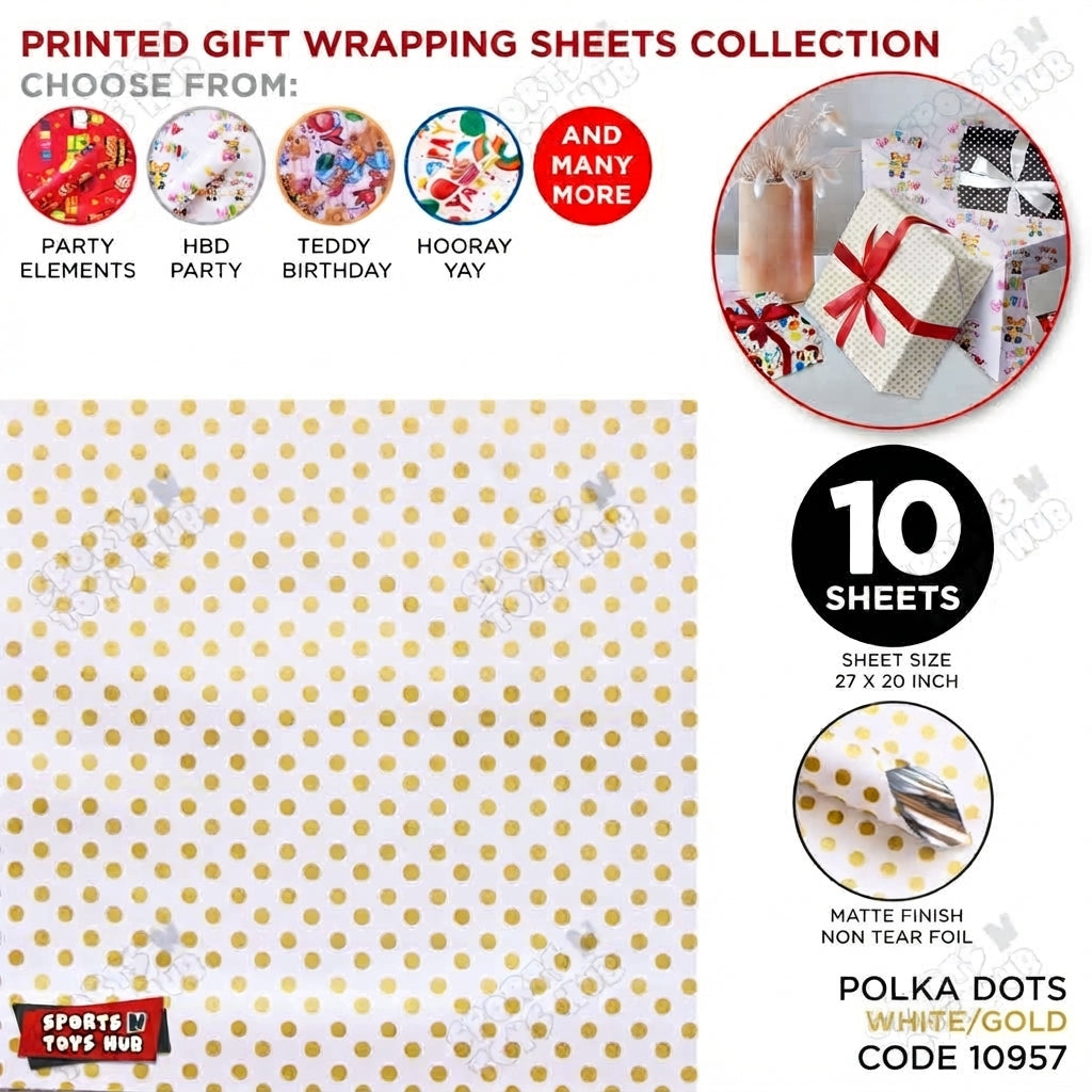 Polka Dot Style Gift Wrapping Paper Sheets