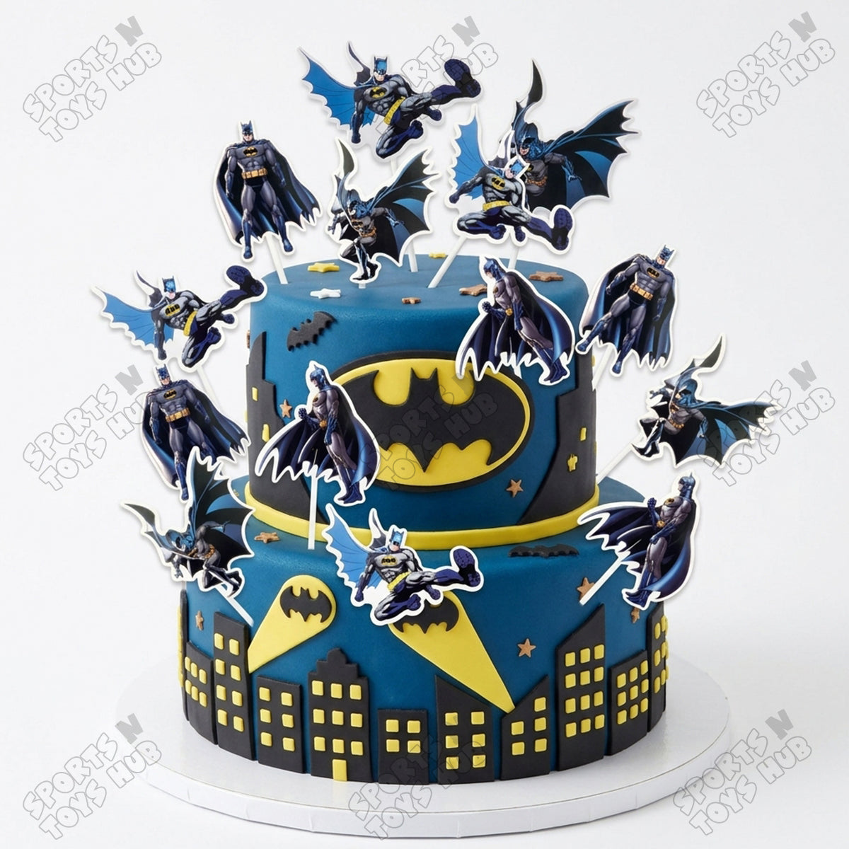 Cartoon Character Bat-M@n HBD Cake Topper - 12 Pcs