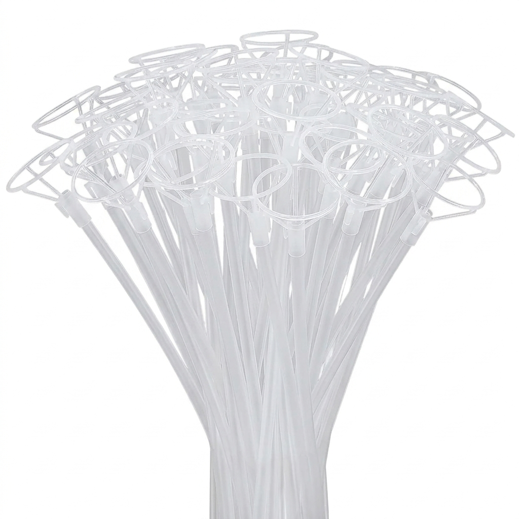 PVC Plastic Balloon Stick with Holders - Long, Thick sticks for Balloon Bouquet, Bobo Balloons or Handheld Purposes