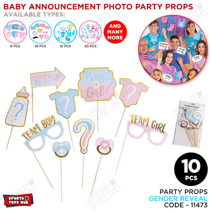 Gender Reveal Photo Props - 10 Pcs