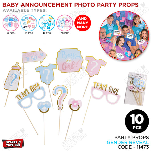 Gender Reveal Photo Props - 10 Pcs